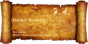 Hankó Arnold névjegykártya