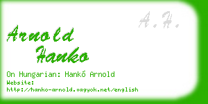 arnold hanko business card